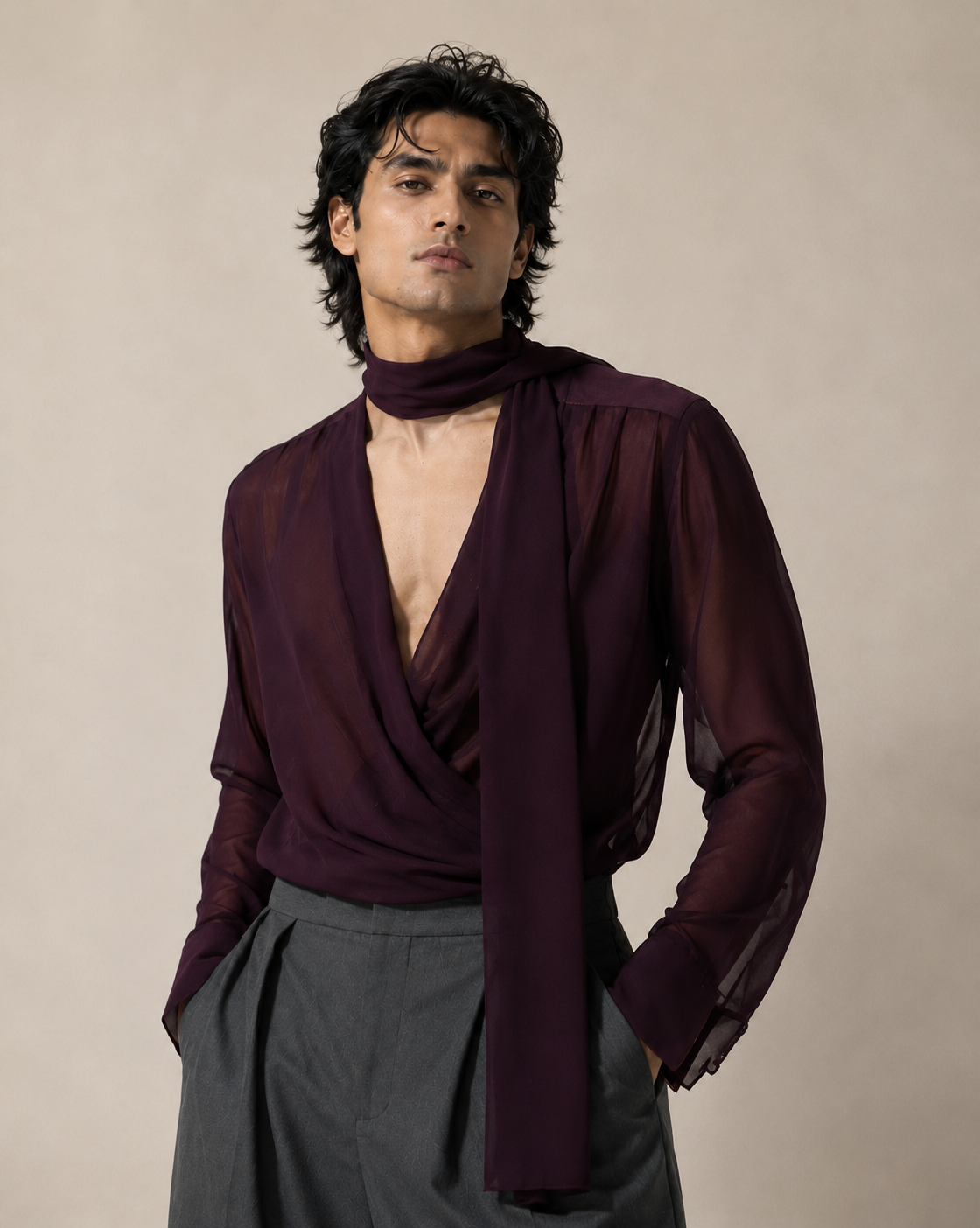 Draped Georgette Shirt — view 1